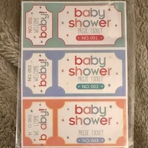 Baby Shower Prize Tickets (46)  and Word Search and Word Scramble (36)